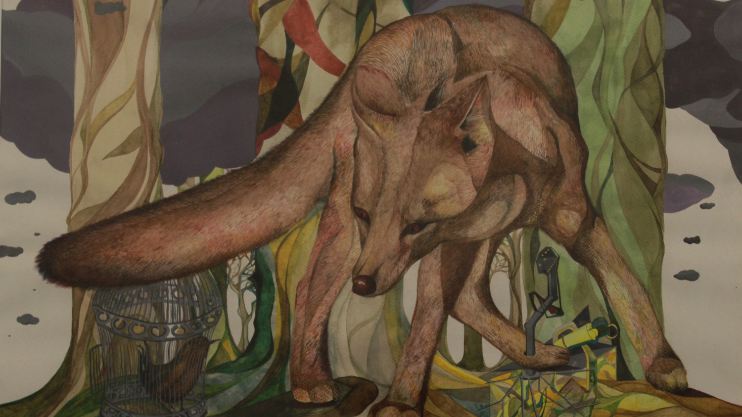 Obra de Maximiliano Muster. "Zorro y Chucao", obra de Maximiliano Muster Krauss, que forma parte de la muestra.